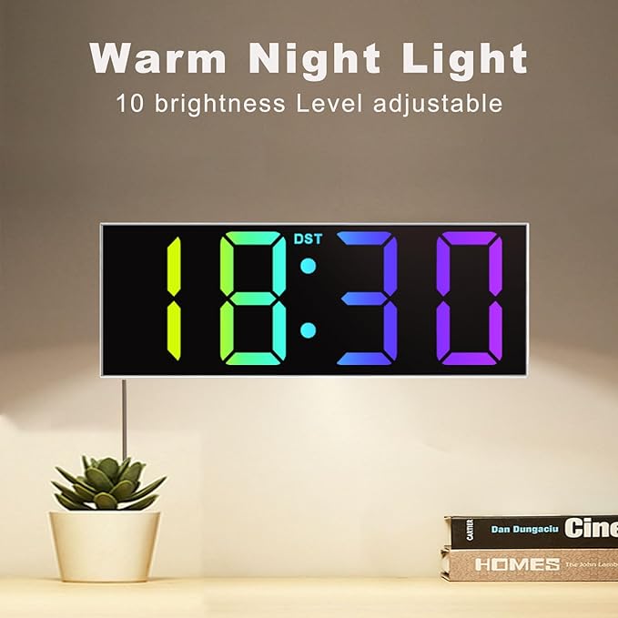 JALL 12'' Large Digital Wall Clock, Big LED Number Dispaly, RGB Colors - Image 4