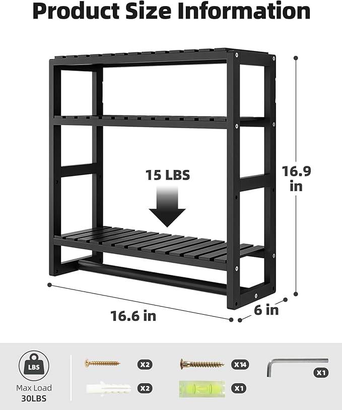 Galood Over The Toilet Storage Bathroom Shelves Wall Mounted 3 Tier Space Saver - Image 2