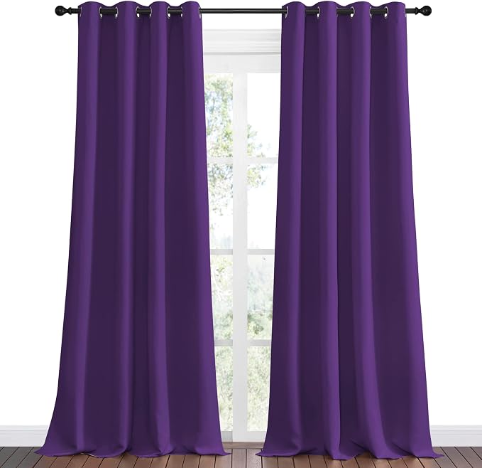 NICETOWN Purple Blackout Curtains 96 inches Long, Niose Reducing and Thermal - Image 2