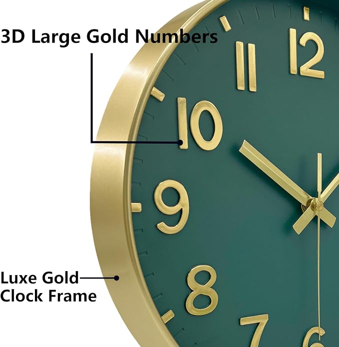Wall Clocks Battery Operated, 12 Inch Non Ticking Digital Wall Clock, Silent - Image 7