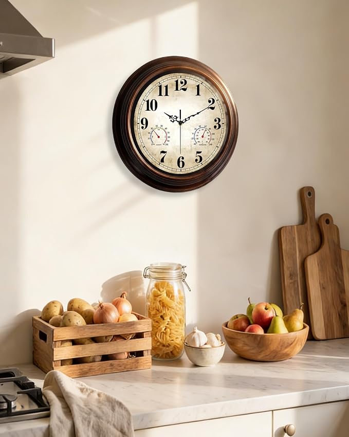 Vintage Wall Clock 16 Inch Quartz Silent Non-Ticking Analog Clock - Image 7