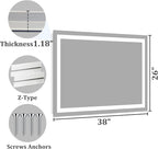 Koonmi 38"x26" LED Mirror for Bathroom, 90CRI Anti-Fog Vanity Mirror - Image 8