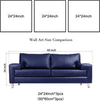 Wieco Art Blue Flowers 3 Panels Canvas Print Wall Art Modern Pictures Artwork - Image 5