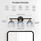 TALOYA Bathroom Vanity Light Fixtures, 3-Light Modern Black and Gold Wall - Image 2