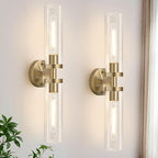 Wall Sconces Set of Two, Hardwired Brass Bathroom Sconces Wall Lighting by Indoibrightenyourbathroom