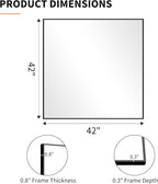 KOCUUY Black Square Mirror, Large Black Wall Mounted Mirror, Metal Framed Mirror - Image 8