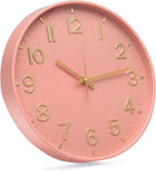 Wall Clock 12 Inch Pink Modern Simple Quartz Decorative Clock Non-Ticking - Image 2