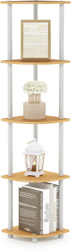 Furinno TURN-N-TUBE Corner Shelf, 5-Tier Corner Bookshelf, Open Storage Shelves by Furinno-FitsYourSpaceFitsYourBudget