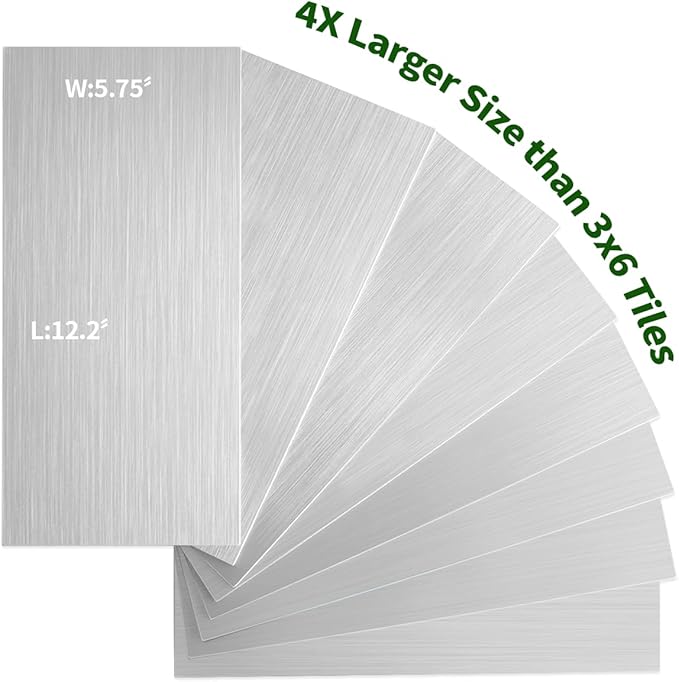 AULIGET 2-Piece Brushed Metal Peel and Stick Backsplash Tile, Laundry Room - Image 4