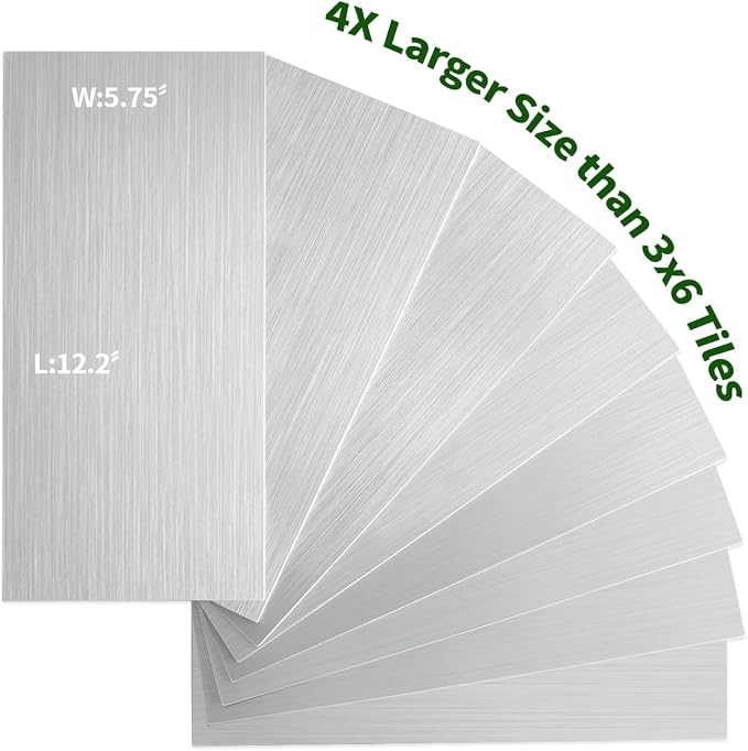 AULIGET 20-Piece Brushed Metal Peel and Stick Backsplash Tile, Laundry Room - Image 4