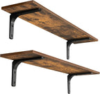 DINZI LVJ Long Wall Shelves, 31.5 Inch Wall Mounted Shelves Set of 2, - Image 4