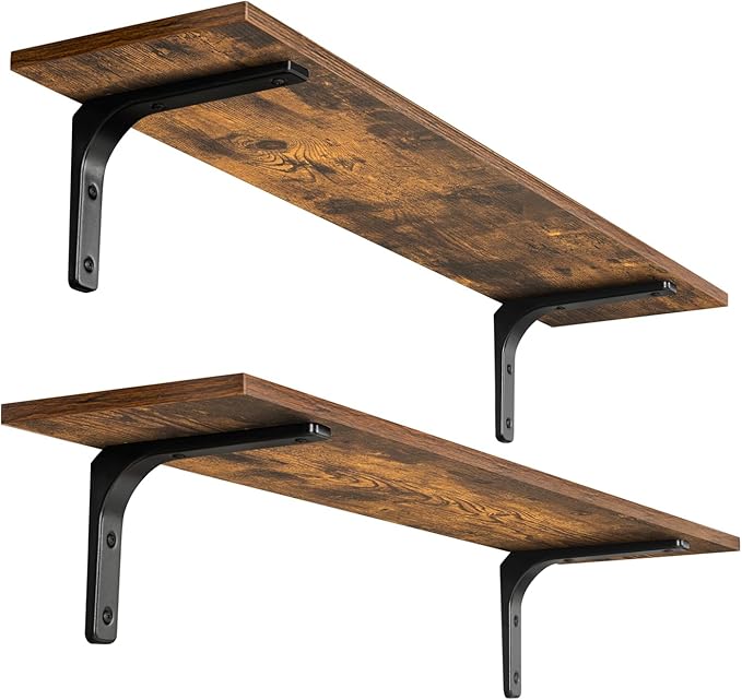DINZI LVJ Long Wall Shelves, 31.5 Inch Wall Mounted Shelves Set of 2, by DINZILVJ