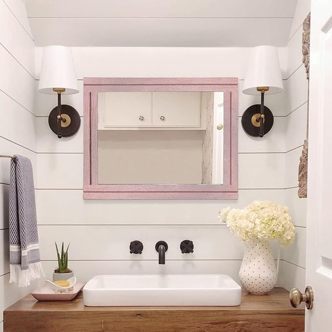 AAZZKANG Rectangle Mirror with Wood Framed Modern Farmhouse Hanging Wall - Image 7