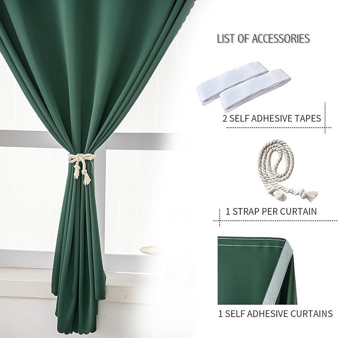 Portable Light Blocking Curtains Self-Stick Design, Removable Adhesive Window - Image 6