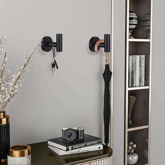 2 Pack Bathroom Towel Hooks Wall Mount Hooks Matte Black Towel Racks Coat Hooks - Image 4