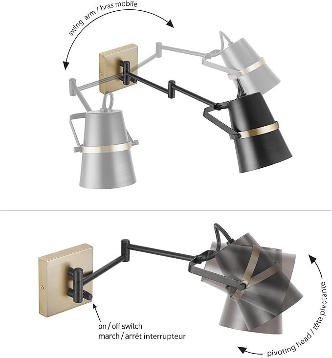 Globe Electric 51345 1-Light Plug-in or Hardwire Swing Arm Wall Sconce - Image 6
