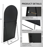 Beauty4U Arched Full Length Mirror 76" x 34", Floor Standing & Wall Mounted HD - Image 5