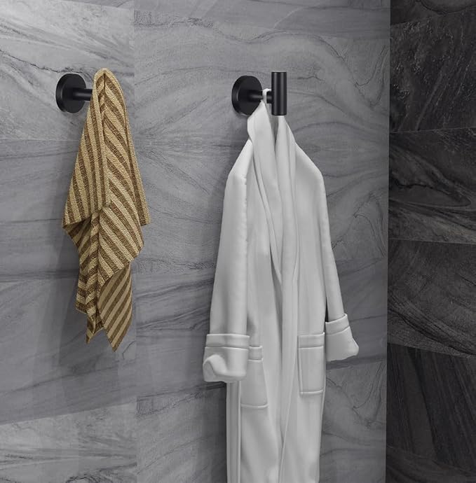2 Pack Bathroom Towel Hooks Wall Mount Hooks Matte Black Towel Racks Coat Hooks - Image 3