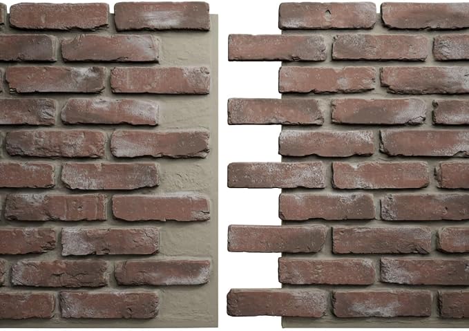 EverStone Aged Brick Faux Brick Panel, 46 7/8"W x 27"H x 1 1/4"D, Burnished Red - Image 8