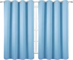 LEMOMO Blackout Curtains 66 x 54 Inch Long Sky Blue Curtains Set of 2 Panels - Image 2