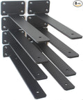 8 Pack - 10 inch Black Hidden L Shelf Bracket Iron Floating Shelf Brackets by MHMYDZ