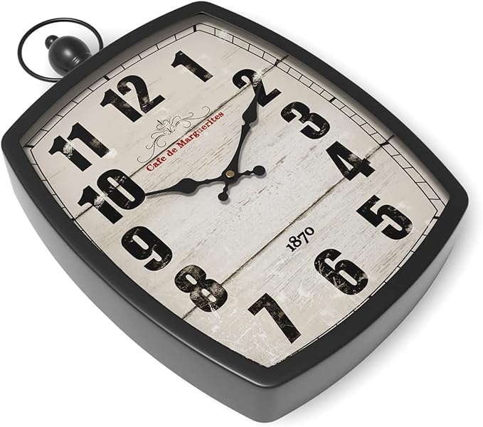 Menterry Large Retro Rectangle Wall Clock, Battery Operated Silent Decor Wall - Image 2