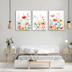 KISSFOX Framed Colorful Wildflower Canvas Wall Art Set Of 3 Flowers Pictures - Image 6