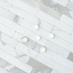 AULIGET 20 Sheets White Stone Peel and Stick Backsplash, PVC Mixed Metal Silver - Image 3