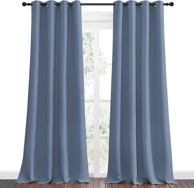 NICETOWN Stone Blue Room Darkening Curtain Panels 96" Length - Image 2