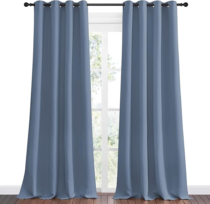 NICETOWN Stone Blue Room Darkening Curtain Panels 102" Length - Image 2