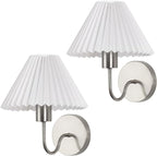 Wireless Wall Sconce Sets of 2, Pleated Shades Rechargeable Battery Operated - Image 9