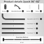2 Pack Curtain Rods 36-88 Inch, 1 Inch Adjustable Heavy Duty Room Darkening - Image 7