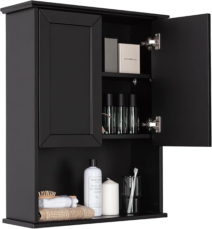 VANIRROR Black Bathroom Wall Cabinet 23x29 inch Wooden Bathroom Medicine Cabinet by VANIRROR