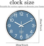 XNM Blue Minimalist Wall Clocks Battery Operated 8 Inch Classic Analog Clock - Image 3