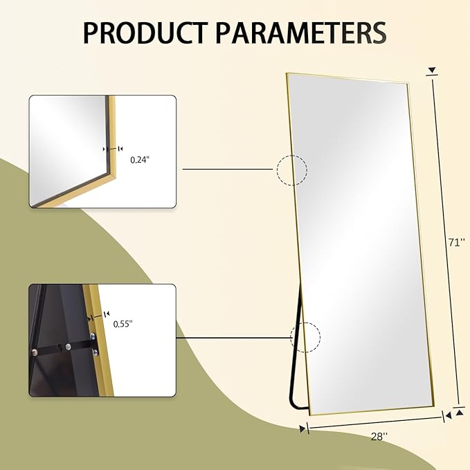 BEAUTYPEAK Full Length Mirror, Bedroom - Image 4