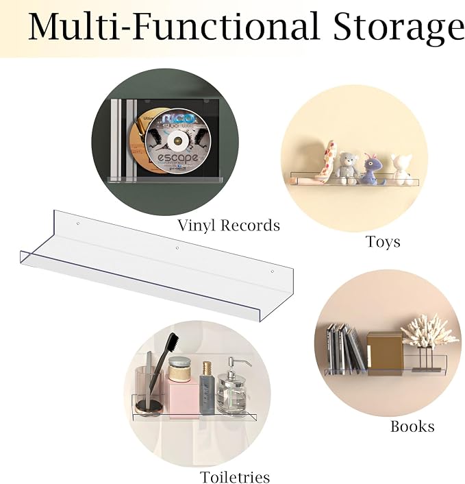 RLAVBL 5 Pack Acrylic Shelves, Living Room, Kitchen Storage - Image 4