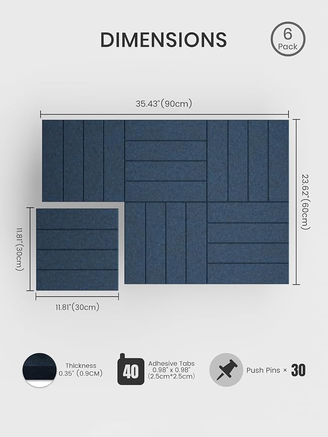 Bumusty Large Cork Board Alternative-36 x 24" Felt Bulletin Board Tiles - Image 2
