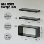 RICHER HOUSE Black Floating Shelves Set of 3, Modern Bathroom Shelves Wall - Image 2