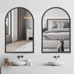 Wall Mounted Mirror, 38x24 Inch Black Bathroom Mirror, Arched Window Mirrors - Image 7