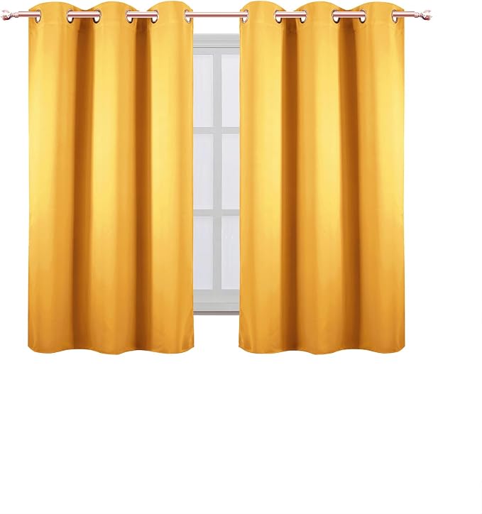 LEMOMO Yellow Blackout Curtains 42 x 54 Inch Length Set of 2 Panels Grommet - Image 2