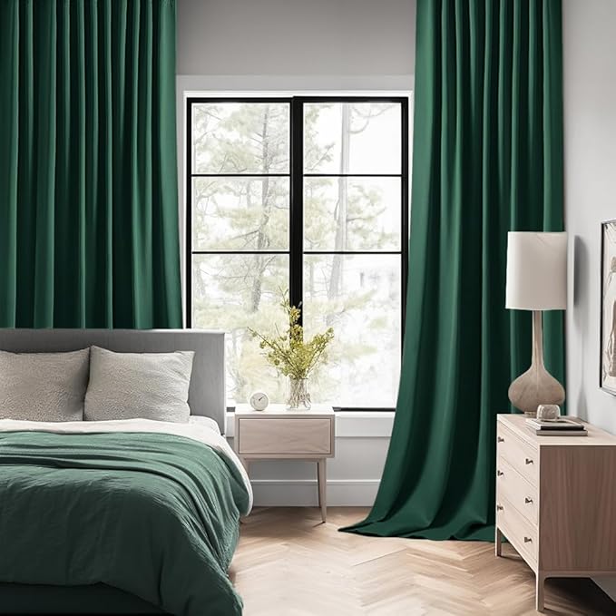 MIULEE Christmas Hunter Green Back Tab Blackout Curtains 84 Inch Length 2 - Image 2