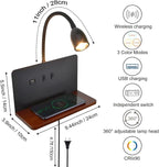 Bedside Wall Sconces with Wireless Charging Station & USB Charging, 3 - Image 5