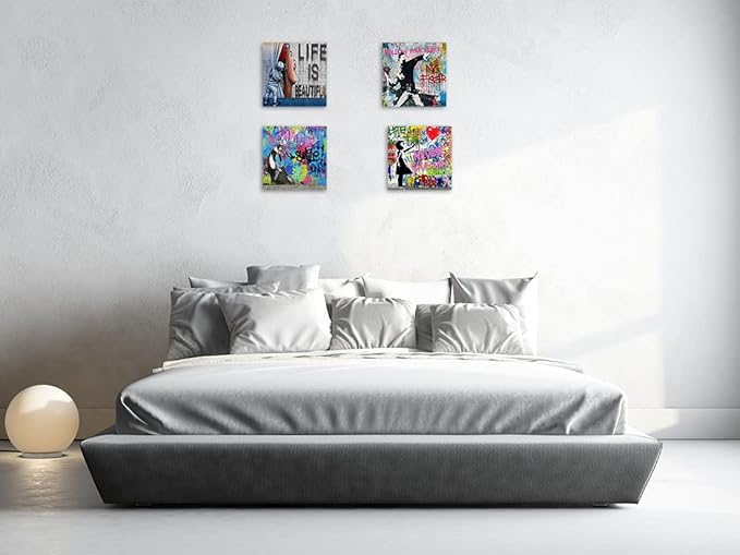 Biufo Banksy Canvas Wall Art Artwork Graffiti Street Print Pictures - Image 3