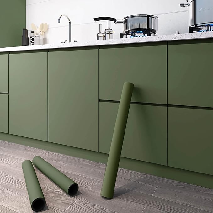 Dimoon 236''x15.7'' Green Skin Peel and Stick Wallpaper Contact Paper Modern - Image 2