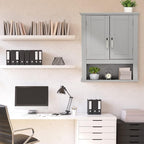 VINGLI Medecine Cabinet with 2 Doors Bathrooom Wall Cabinet Grey Over The - Image 8