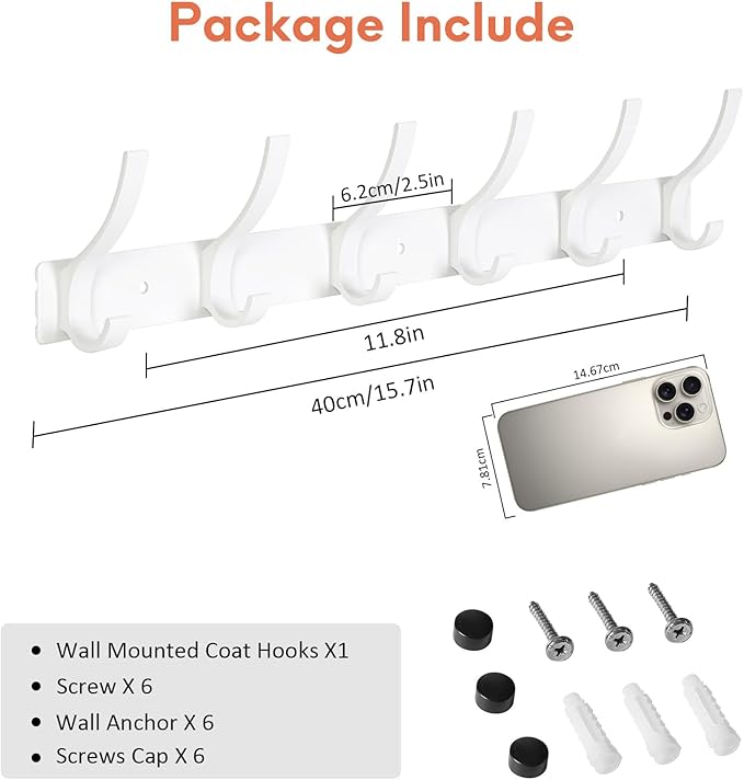 Optish Coat Rack Wall Mount, Coat Hook Wall Mount, Wall Hooks - Image 2