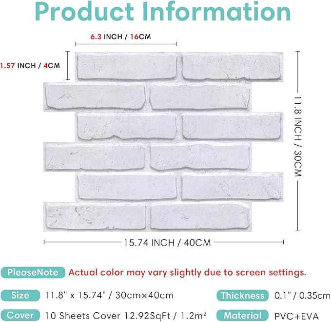 Commomy 3D Peel and Stick Brick, Ultralight Thin PVC Faux Brick Wall Panels - Image 5