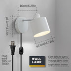 Lightess Plug in Sconce Set of Two, 350° Adjustable Dimmable Wall Light - Image 3