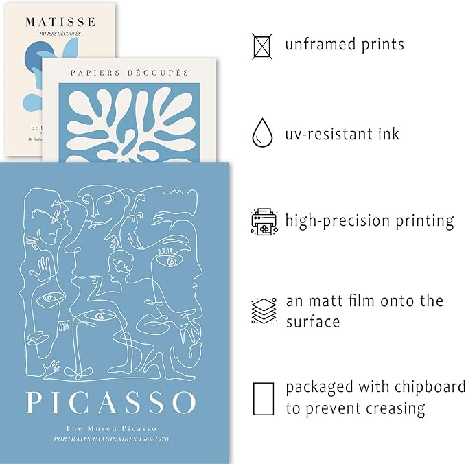 ANERZA 16 PCS Blue Wall Art Decor, Matisse Gallery Wall Prints - Image 3