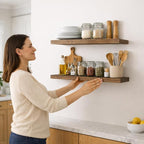 BGMG Wood Floating Shelves for Wall 24 inch Set of 2, Rustic Wooden Wall Mount - Image 5